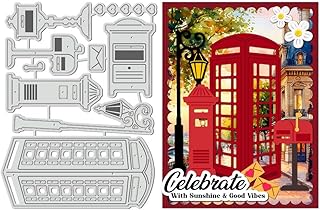 UNICRAFTALE 9Pcs Mailbox Bucket Metal Cutting Dies Telephone Booth Die Cut 3D Embossing Stencils for Card Making DIY Scrapbooking Photo Album Journal Decoration Paper Crafts