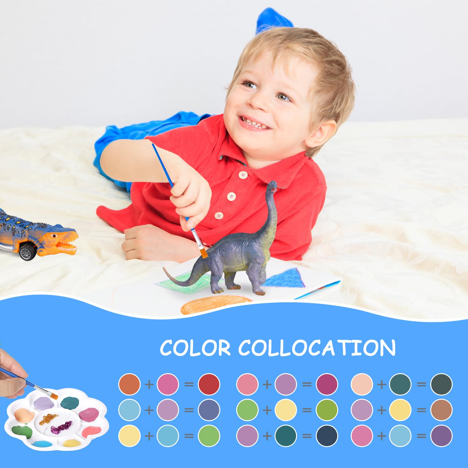 ISAKEN Dinosaurier Malset Für Kinder – DIY Gips-Figuren Bemalen Mit Magnet, 6 Farben