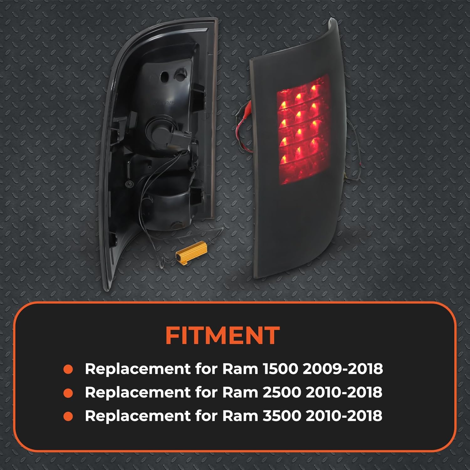 labwork Tail Lamp Light Replacement for Ram 1500 2009-2018 Smoked Lens Driver and Passenger Side Brake Light Outer 5277414AC 55277415AC 55277414AB 55277415AB