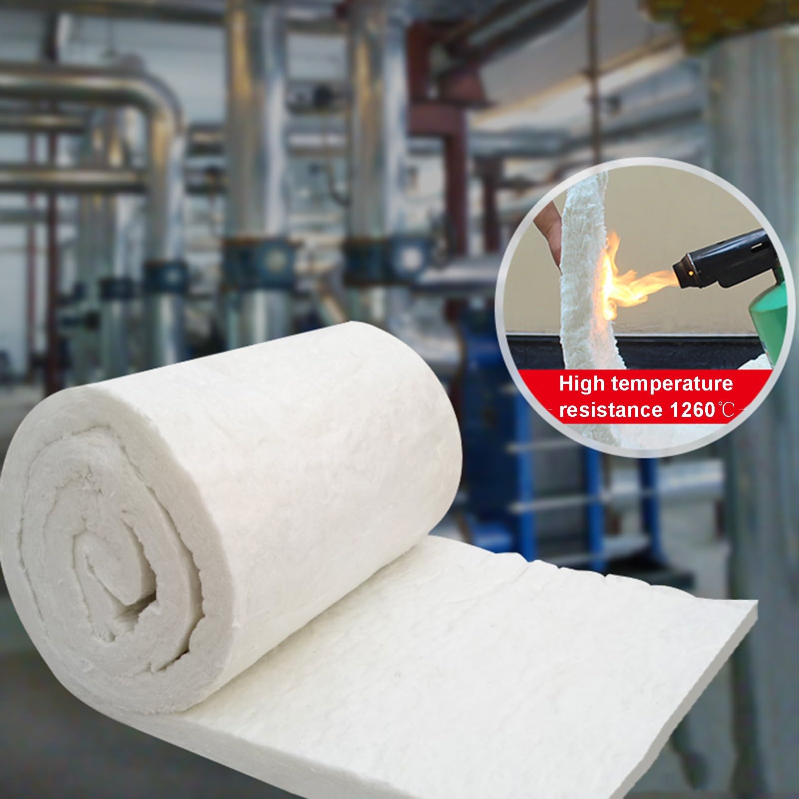 Manta De Fibra Cerámica, Deflector Aislante Ignífugo Con Una Resistencia Térmica De Hasta 1260 °C, Resistente A Altas Temperaturas Para Hornos, Estufas(20MM)