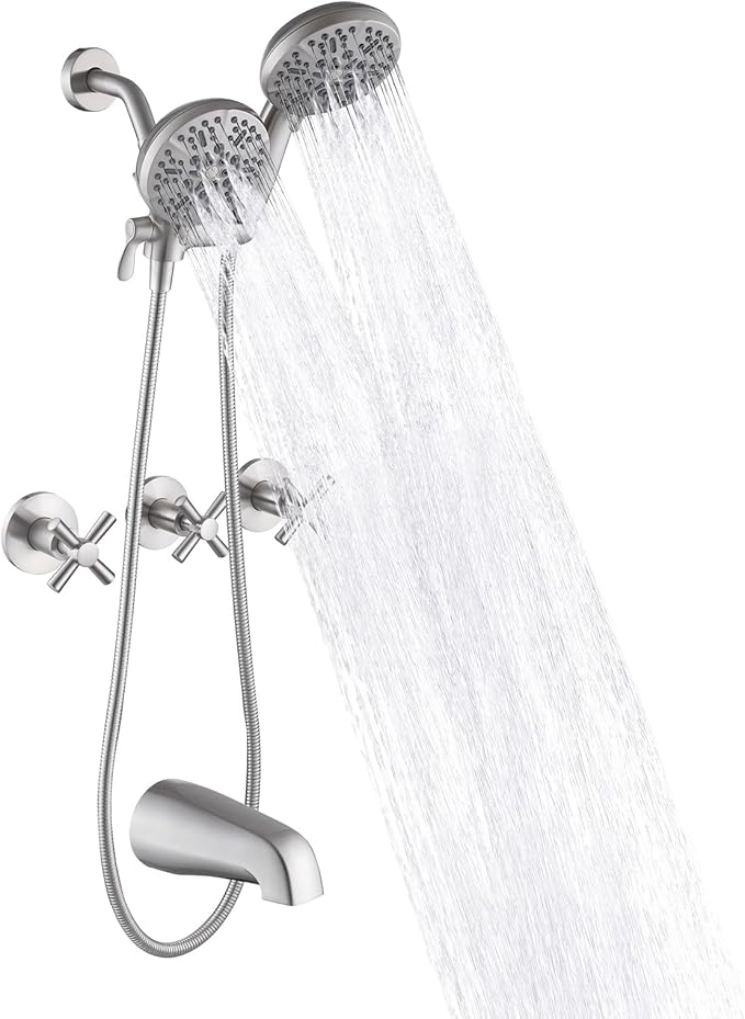 COXOVAY 3 Handle Tub Shower Faucet Set Wall Mount Bathtub Shower Faucet