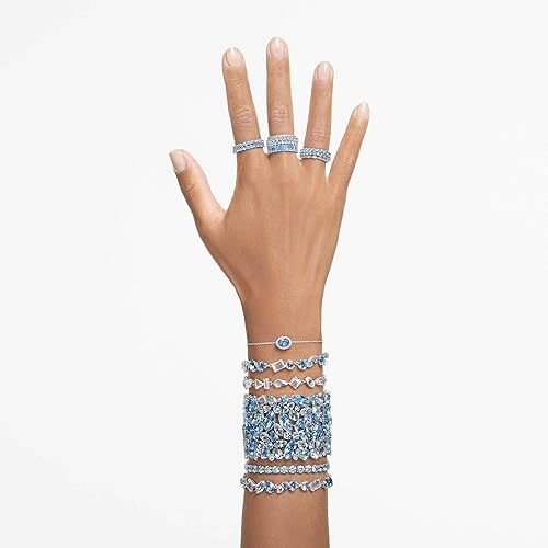 Miniatura 5 de Swarovski Pulsera Gema suave, cristales azules, cortes mixtos, en banda con acabado de rodio, parte de la colección Swarovski Gema