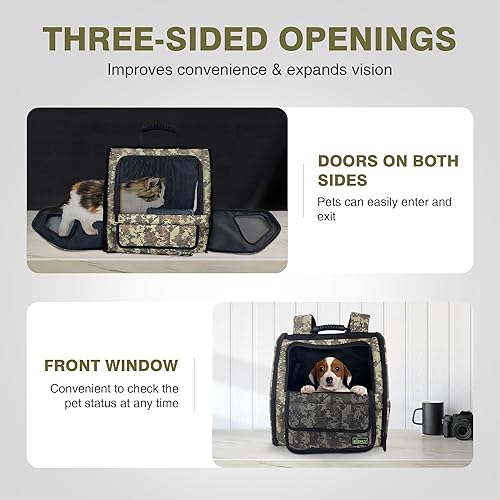 Miniatura 18 de Transportador de gatos para 2 gatos/gatitos, transportador de mascotas para gatos, cachorros, perros pequeños y conejos, bolsa de viaje plegable