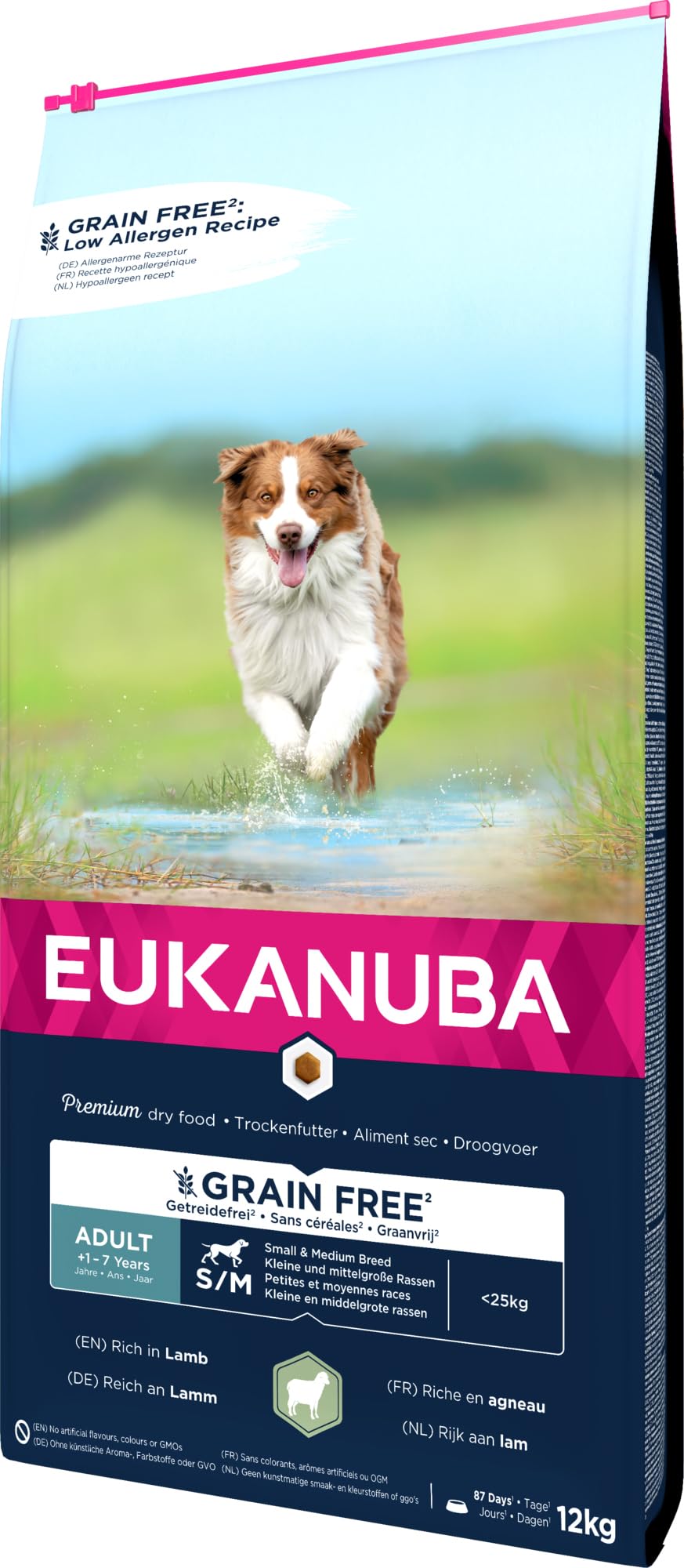 Eukanuba Hundefutter getreidefrei mit Lamm für kleine und mittelgroße Rassen - Trockenfutter für ausgewachsene Hunde, 12 kg