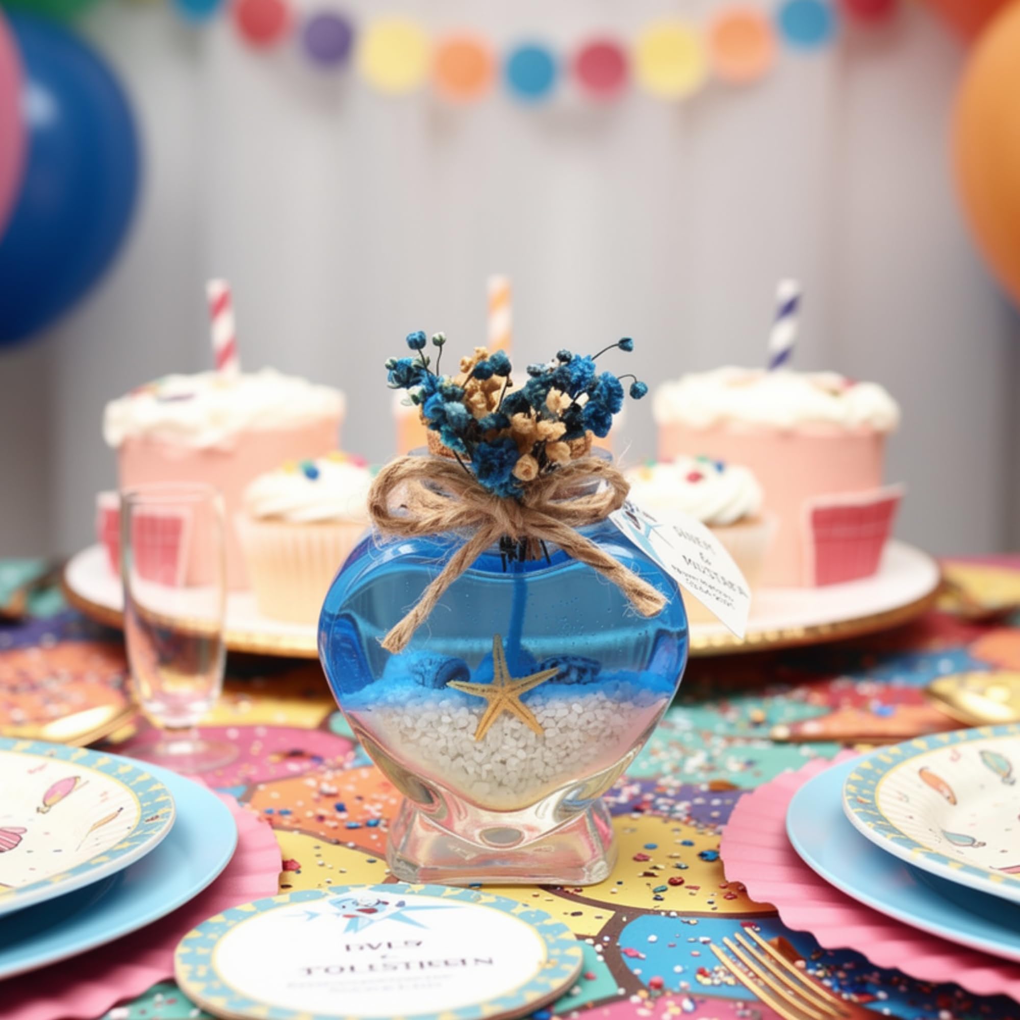 bomboniere matrimonio, bottigliette vetro Candele in un barattolo di profumate battesimo,vasetti vetro anni ragazzo, comunione, cresima,piccolo regalo (gel blu sabbia bianca, set da 50)