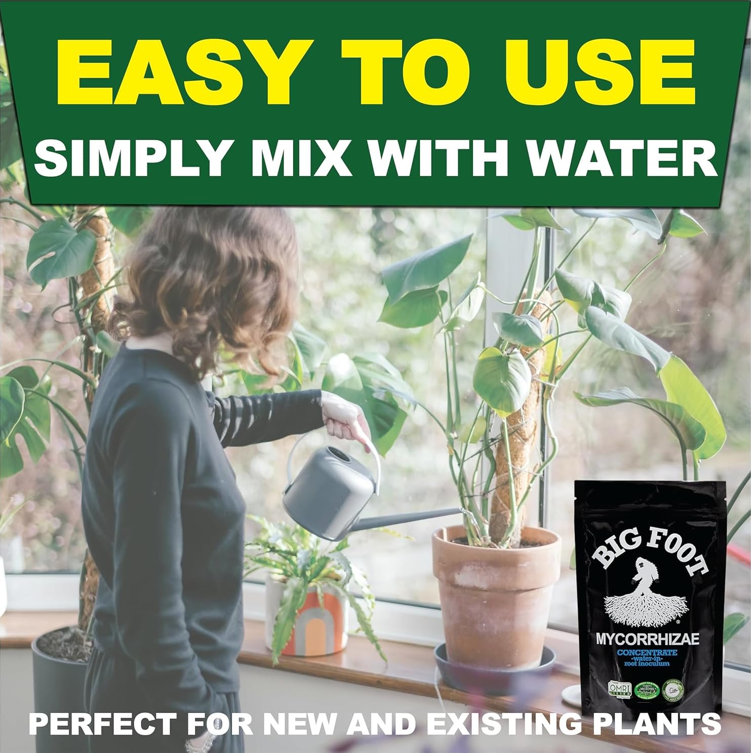 Big Foot Mycorrhizae for Plants, Potted Plants and Gardens - Concentrate Fully Dissolves in Water, Year Round Organic Fertilizer for Root Growth and Healthy Soil - 8 Ounces of Mycorrhizal Inoculant