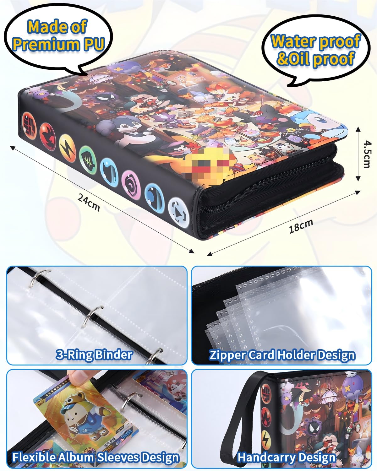 HYSINSE Album Raccoglitore Per Carte 480 Conserva E Proteggi Le Tue Carte Preferite Raccoglitore Album Carte football (D)