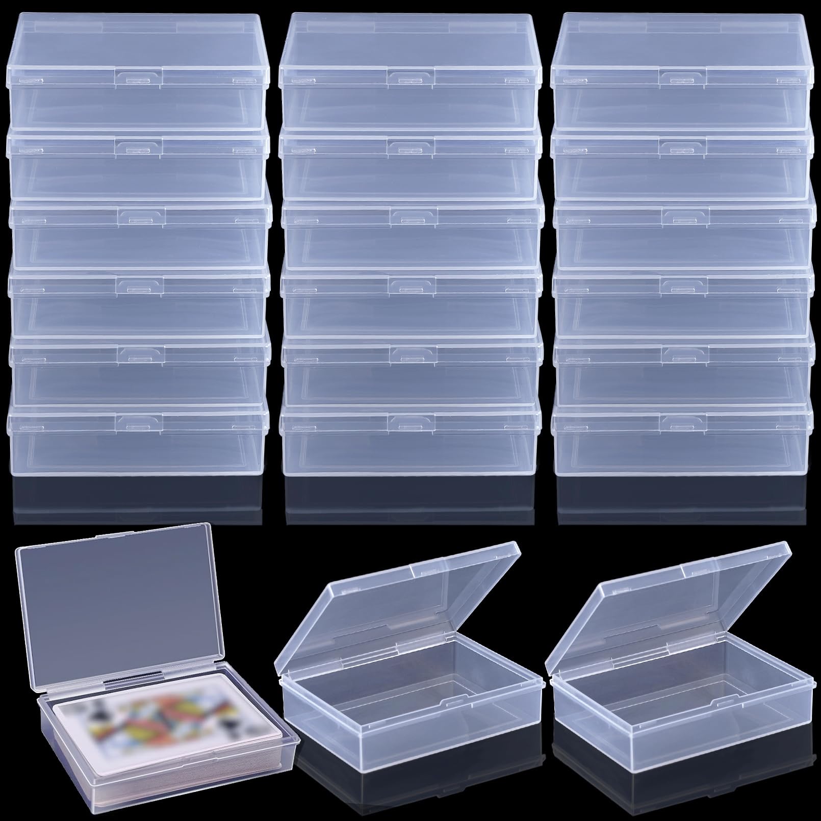 Boîtes de rangement vides avec boutons-pression fermés pour protéger 24 jeux de cartes