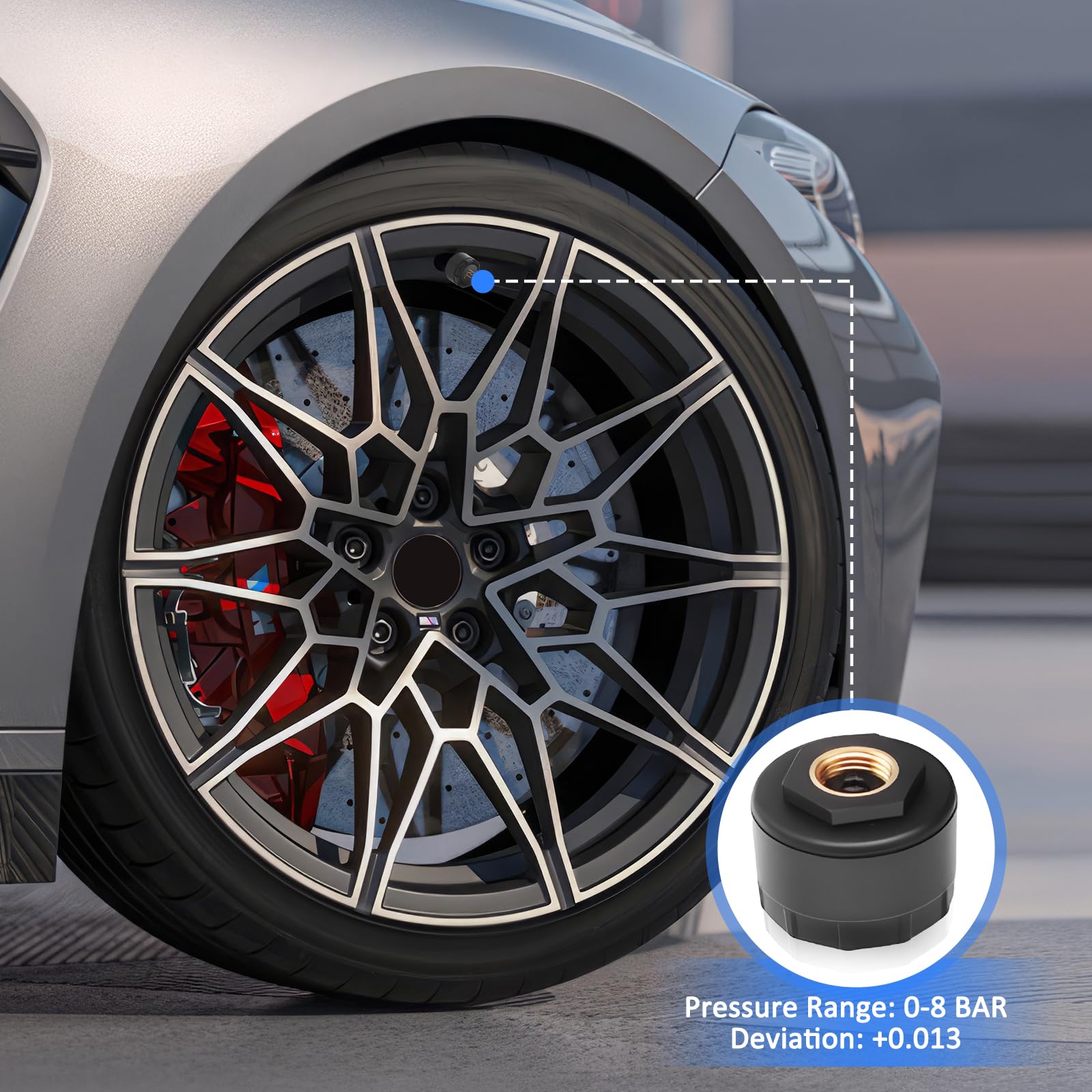 0-8bar Sistema di Monitoraggio della Pressione degli Pneumatici TPMS con USB, 4 Sensori, Compatibilità Display di Navigazione Android (Solo Originali di Fabbrica), per Auto, SUV, Roulotte