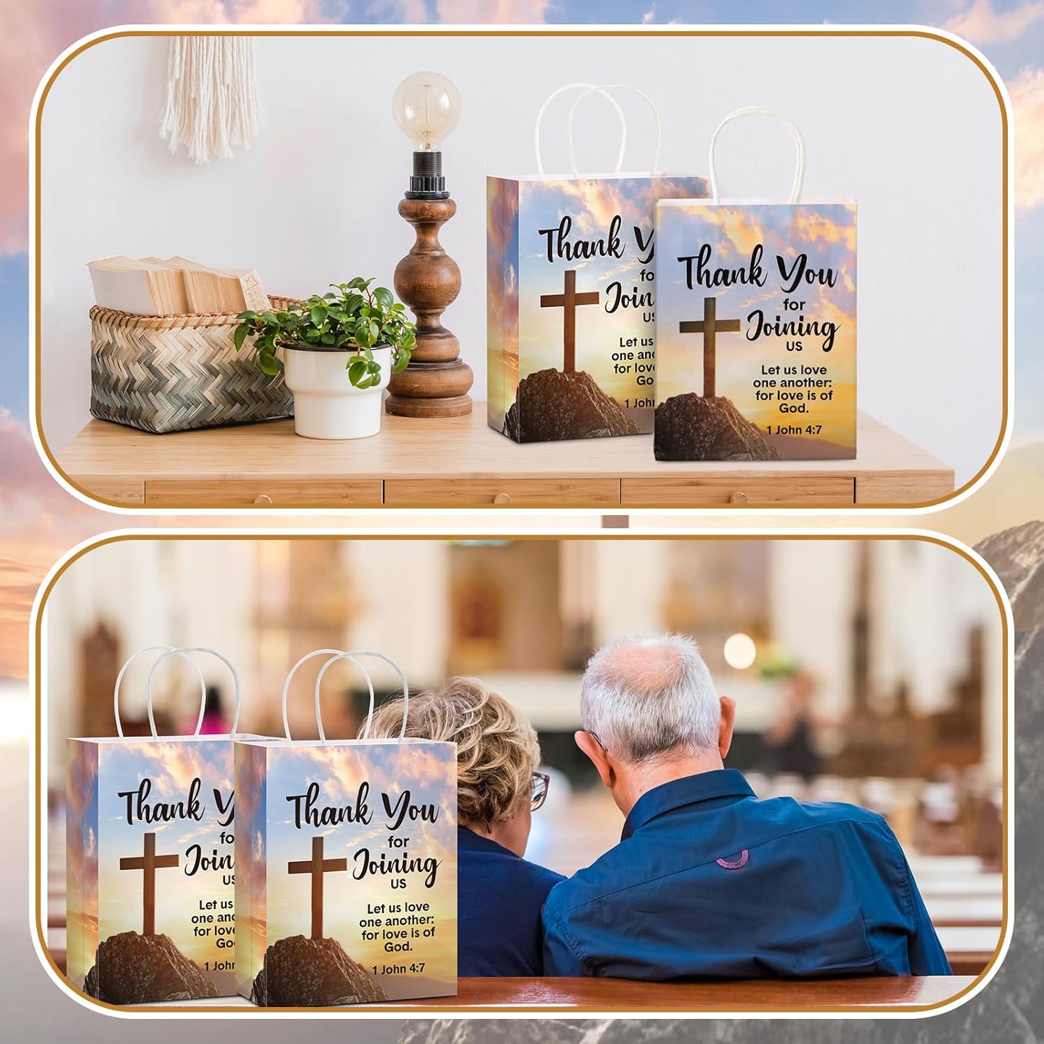 24 Pcs Welcome to Our Church Gift Bags Religious Brochure Paper Gift Bag with Handles Church Visitor Packets Christian Religious Party Favor for Vbs Birthday Baptism Party Supplies Decoration - Image 5