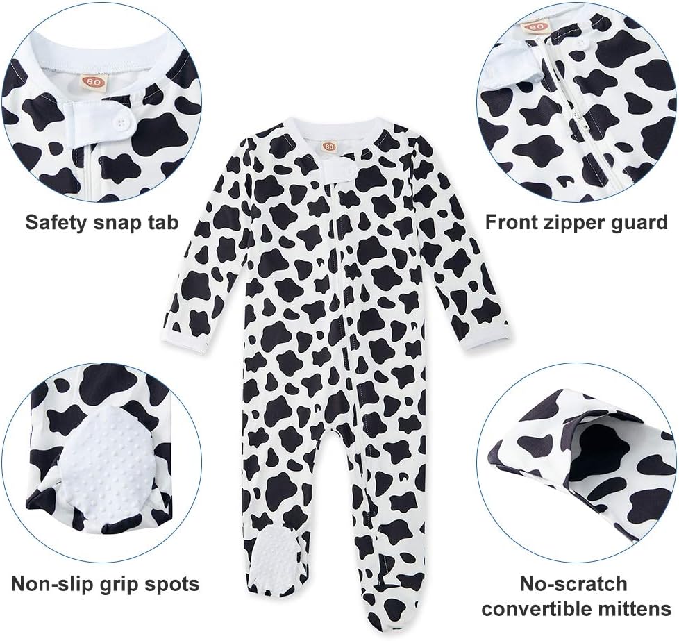 UNIFACO Baby Girls Boys Footed Pajamas One-Piece Sleeper Snug Fit Sleep and Play Zip Front Footie Romper 0-12 Month - Image 9