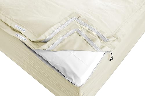 Miniatura 26 de Sábana bajera con cremallera, incluye 2 sábanas con cremallera y 1 base de sábana bajera, hasta 16 pulgadas de profundidad, tamaño Queen, con