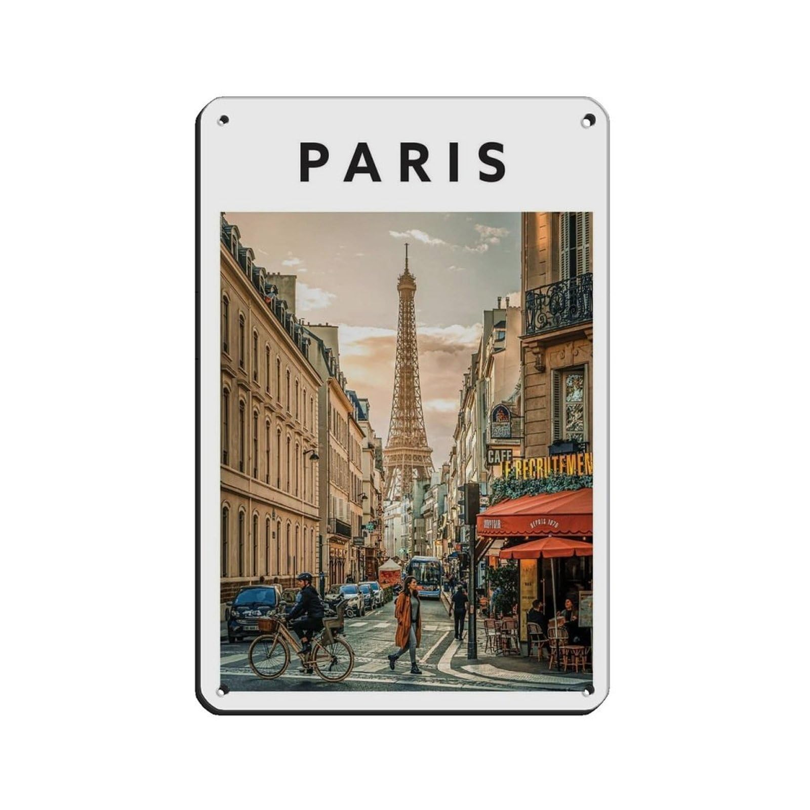 Paris Travel, Paris Poster Retro Poster Metal Tin Sign Chic Art Retro Iron Painting Bar People Cave Cafe Family Garage Poster Wall Decoration 8x12inch(20x30cm)