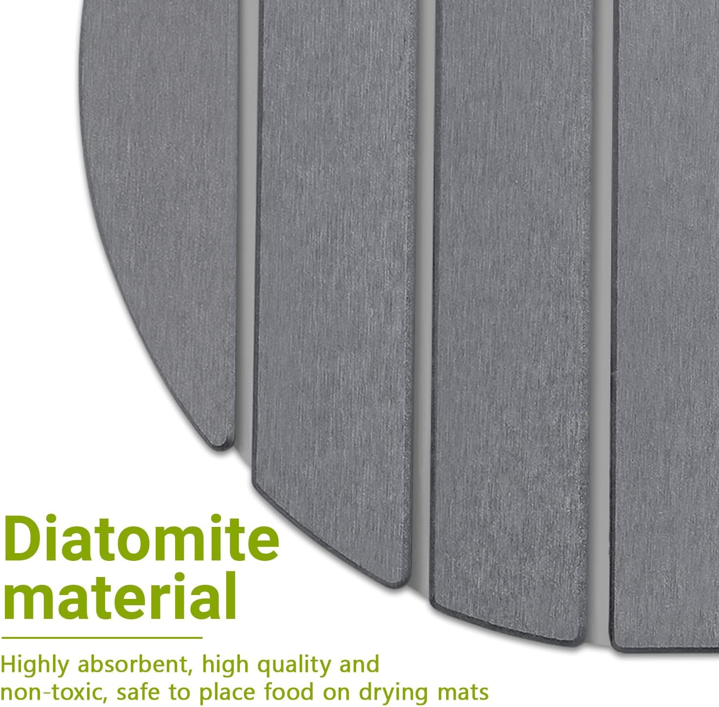 Quick Dry Stone Mat, Stone Drying Mat for Kitchen Counter, Large Dish Drying Mat - Diatomaceous Earth Dish Drying Mats, Modern Fast Dry Pad for Bathroom, 24"x16", DarkGray