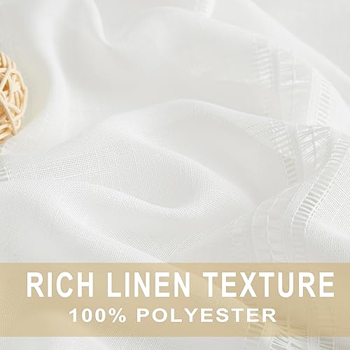 Miniatura 5 de Kayne Studio 2 paneles de cortinas plisadas semitransparentes con textura de lino, filtrantes de luz, para sala de estar, cortinas plisadas de 84