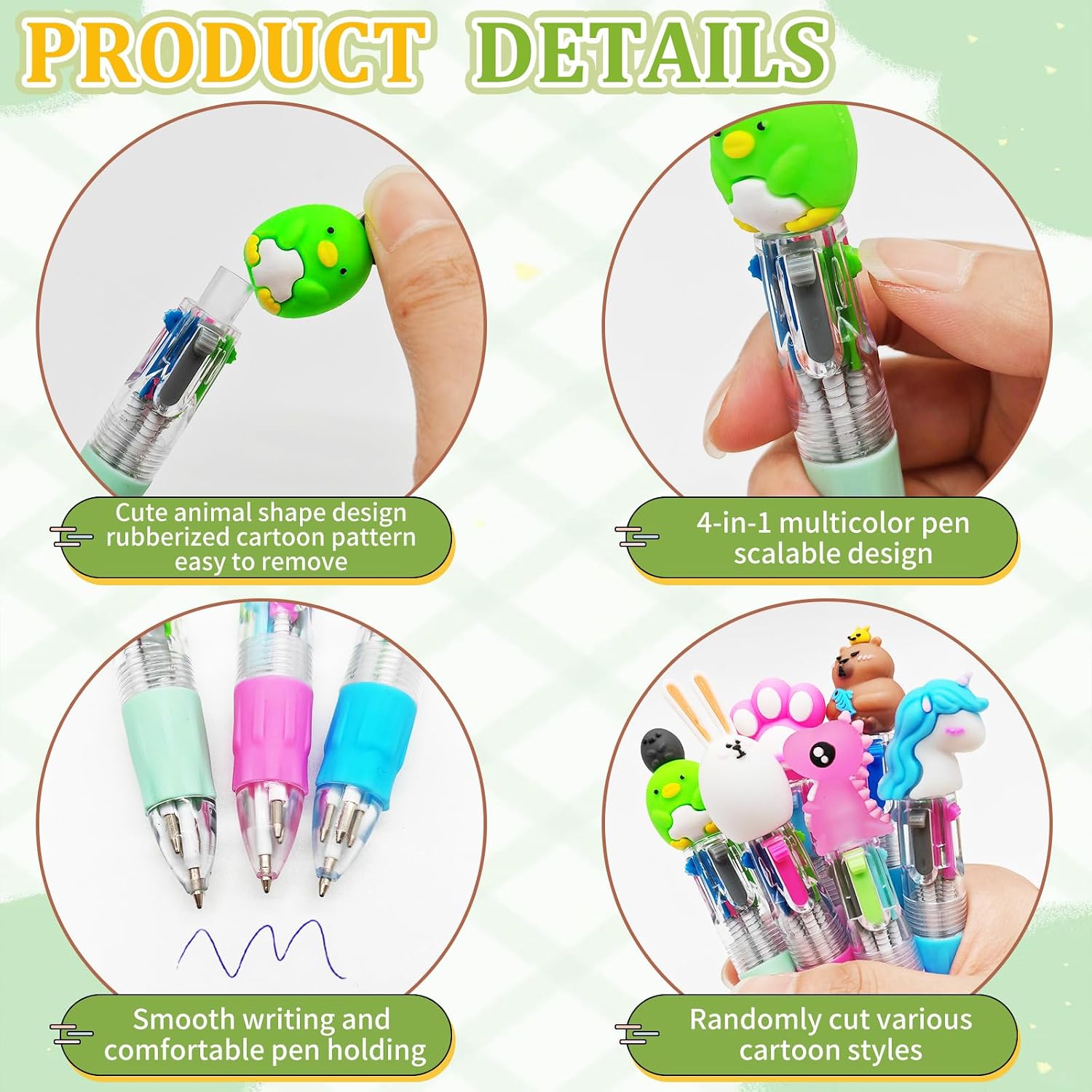 50Pcs Multicolor Pens in One 4-in-1 Mini Cute Ballpoint Pen Bulk Assorted Ink Kawaii Pens for Party favors and Birthday Gift