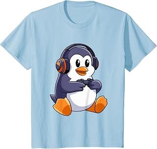 Cartoon Video Gamer Kawaii Penguin Gaming T-Shirt