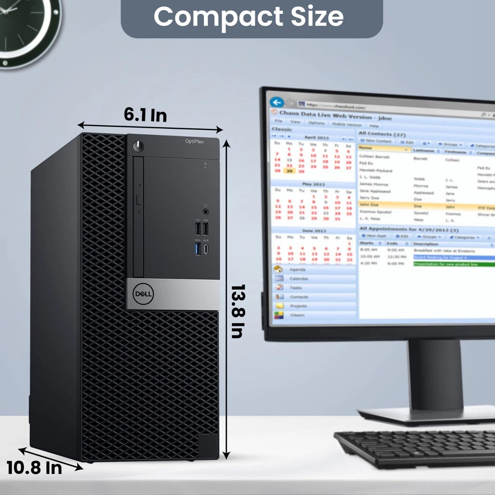 Dell Optiplex 7040 Mini Tower Ordenador de sobremesa, Intel Core i5-6500T, 8 GB de RAM, SSD de 256 GB, Teclado QWERTY Estadounidense, Wi-Fi y Bluetooth, Windows 11 Pro (Reacondicionado)