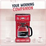 Nostalgia Cafetière programmable 12 tasses avec affichage LED, arrêt automatique & maintien au chaud, fonction pause et service, Rouge