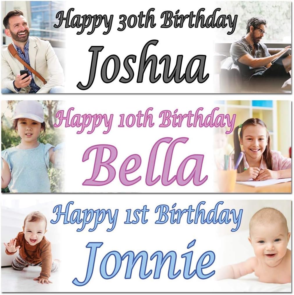 sunny graphics 2 Personalised Birthday Banner Photo Children Baby Adult Party Poster Decoration All Occasions Banner