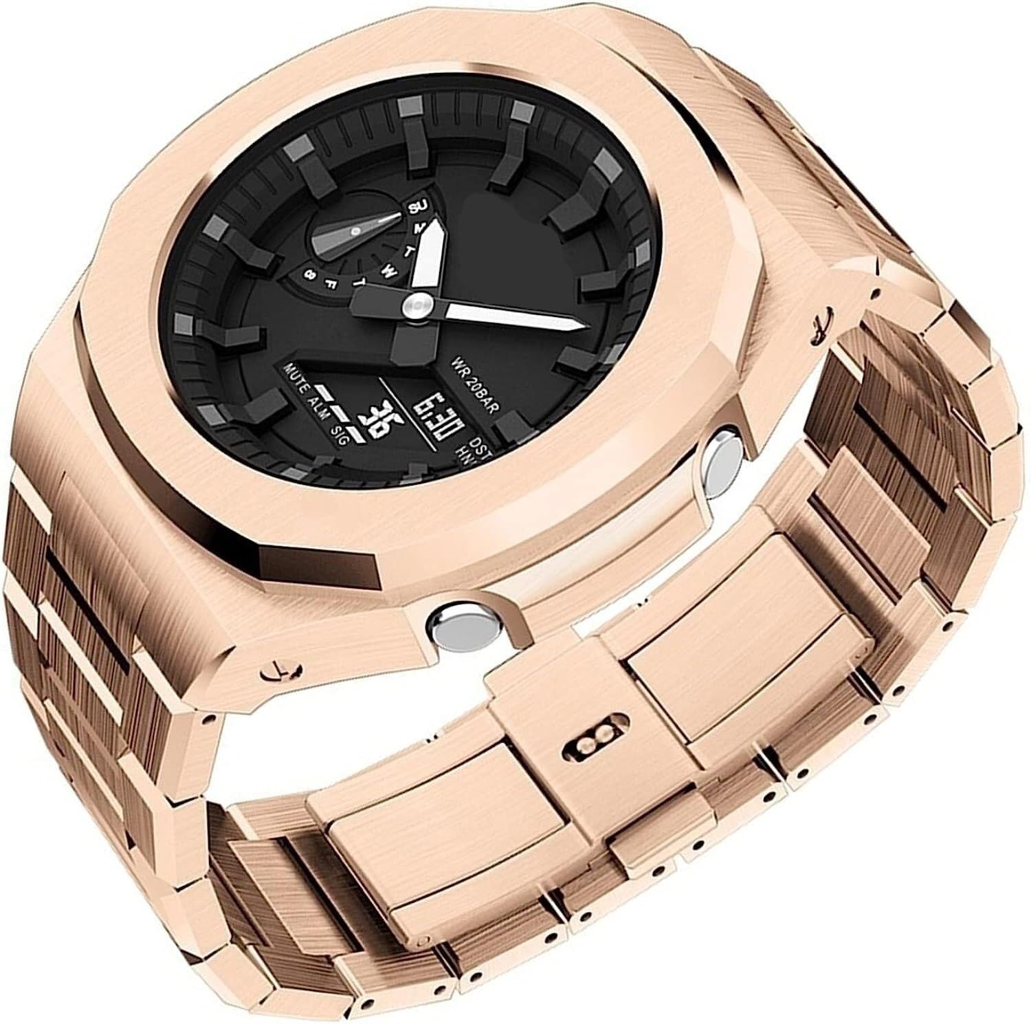 XIRIXX Premium Stainless Steel Watch Cover Case With Watch Strap，For GA2100 Watch Men Modification Kit One-piece Diamond Decoration Watch Accessories，For GA2100(H)