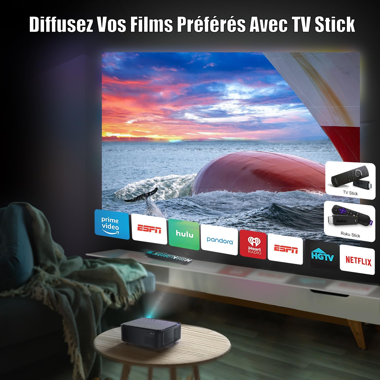 WiMiUS K1 Full HD 1080P 4K WiFi Bluetooth Projector Home Theater