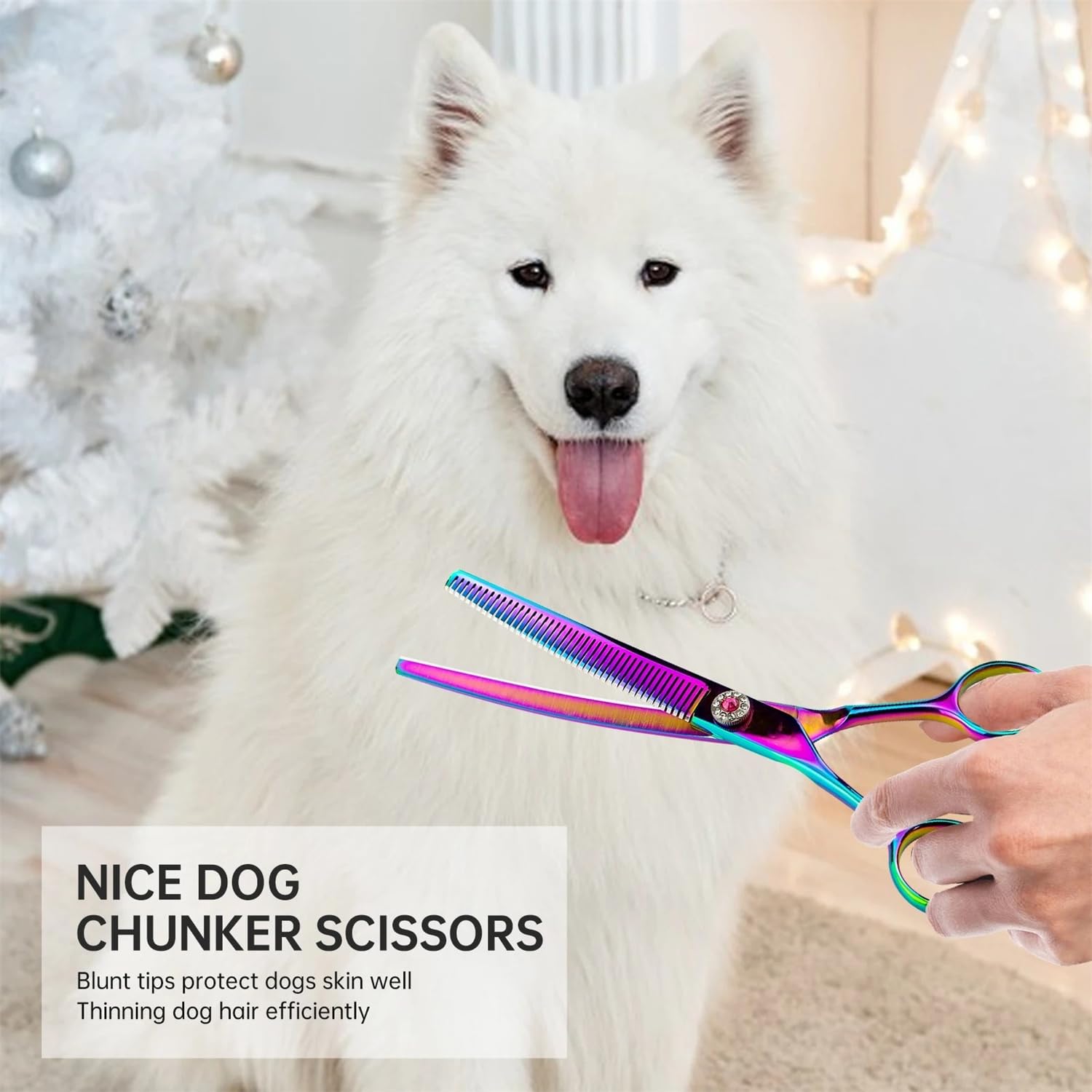 Ciseaux de toilettage 15 cm - Ciseaux incurvés professionnels - En acier inoxydable japonais - Pour chiens et chats - Réduction de 65 % d'épaisseur - Violet