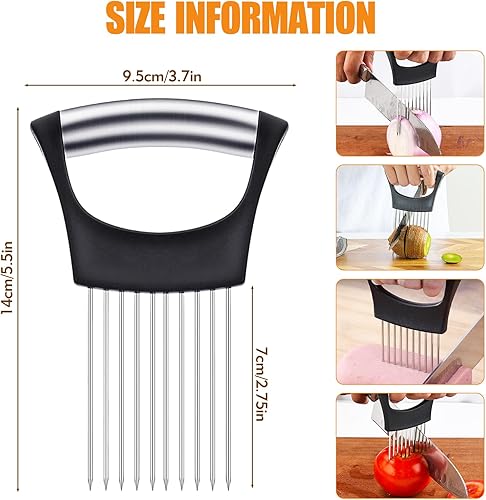 Miniatura 3 de Soporte de cebolla para rebanar  Cortador de cebolla de acero inoxidable y soporte de verduras herramienta de corte para cebollas, tomates,