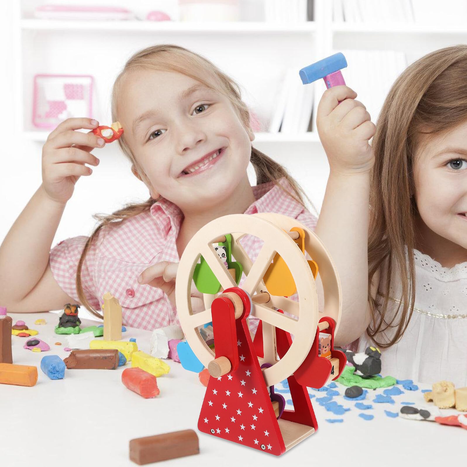 Giocattolo in Legno Rotante per Bambini, Gioco Educativo Interattivo | Design Cartone Animato Carino, Stile Delicato e Curioso, per Ragazzi e Ragazze, Gioco Genitore-Figlio