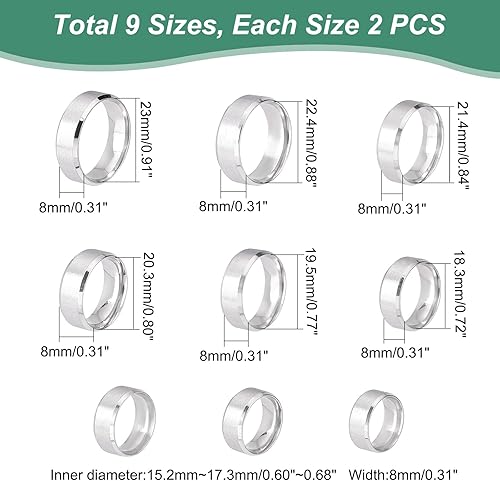 Miniatura 4 de UNICRAFTALE Anillo de banda lisa de acero inoxidable con inscripción láser, anillo de dedo en blanco, hipoalergénico, anillo clásico de boda para