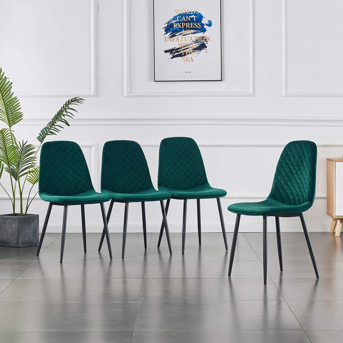 Amazon.com - ENJAOUSLF Green Kitchen Dining Chairs Set of 4,Mid-Century ...