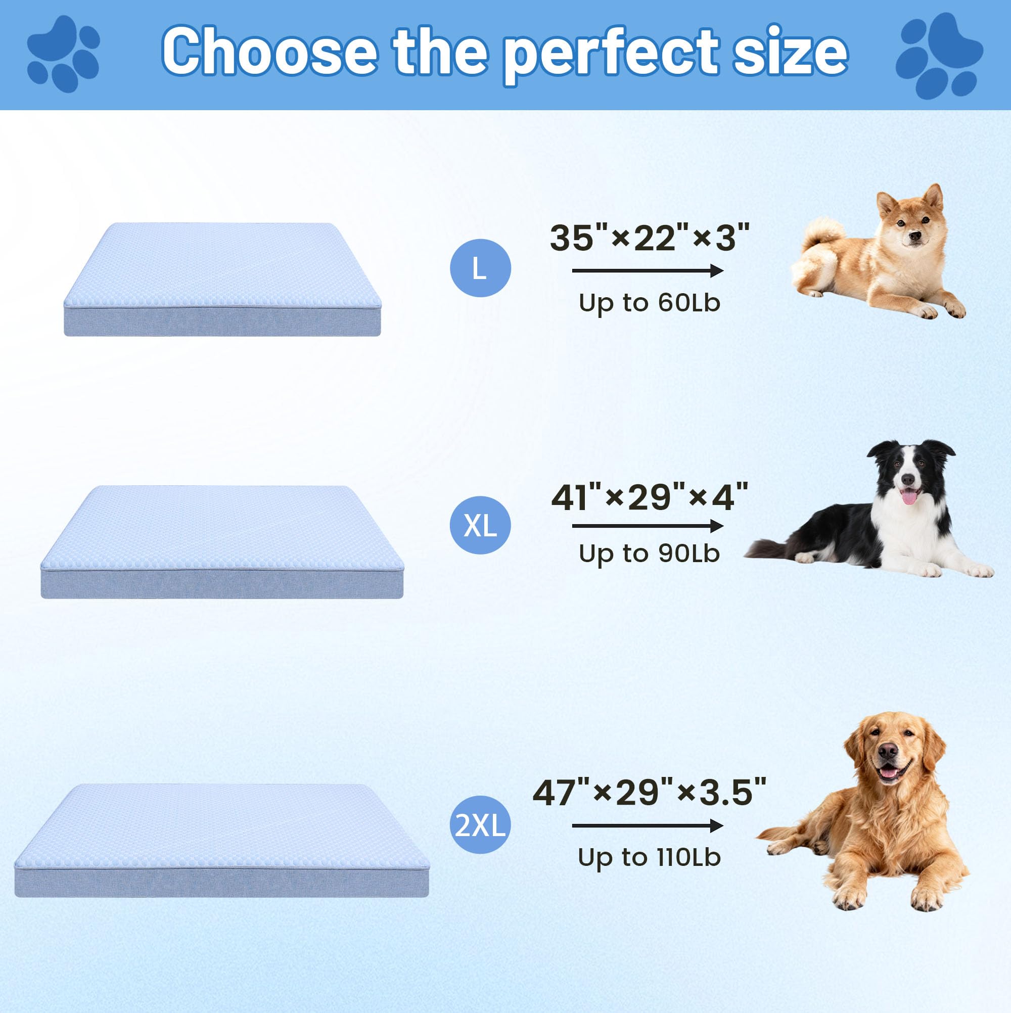 Cama ortopédica de espuma viscoelástica para perro, camas refrescantes para perros, camas lavables para mascotas con cubierta de piel sintética, forro impermeable, (XL: 41 x 29 x 4