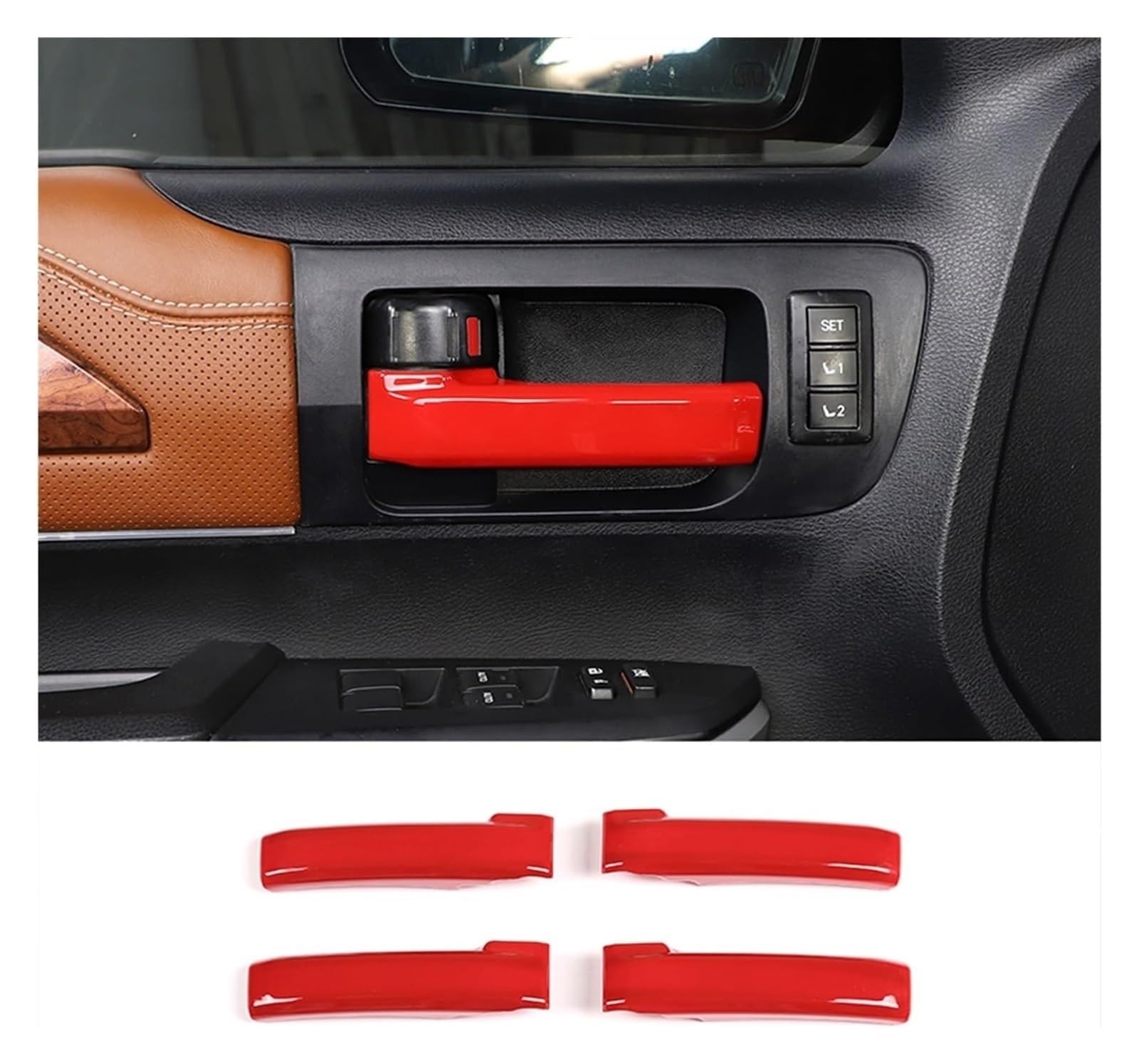 Qwqnsd Red For Toyota For Tundra For Sequoia 2007-2021 Car Styling Interior Accessories Door Handle Frame Decoration Cover Trim Car Interior Mouldings(Red)