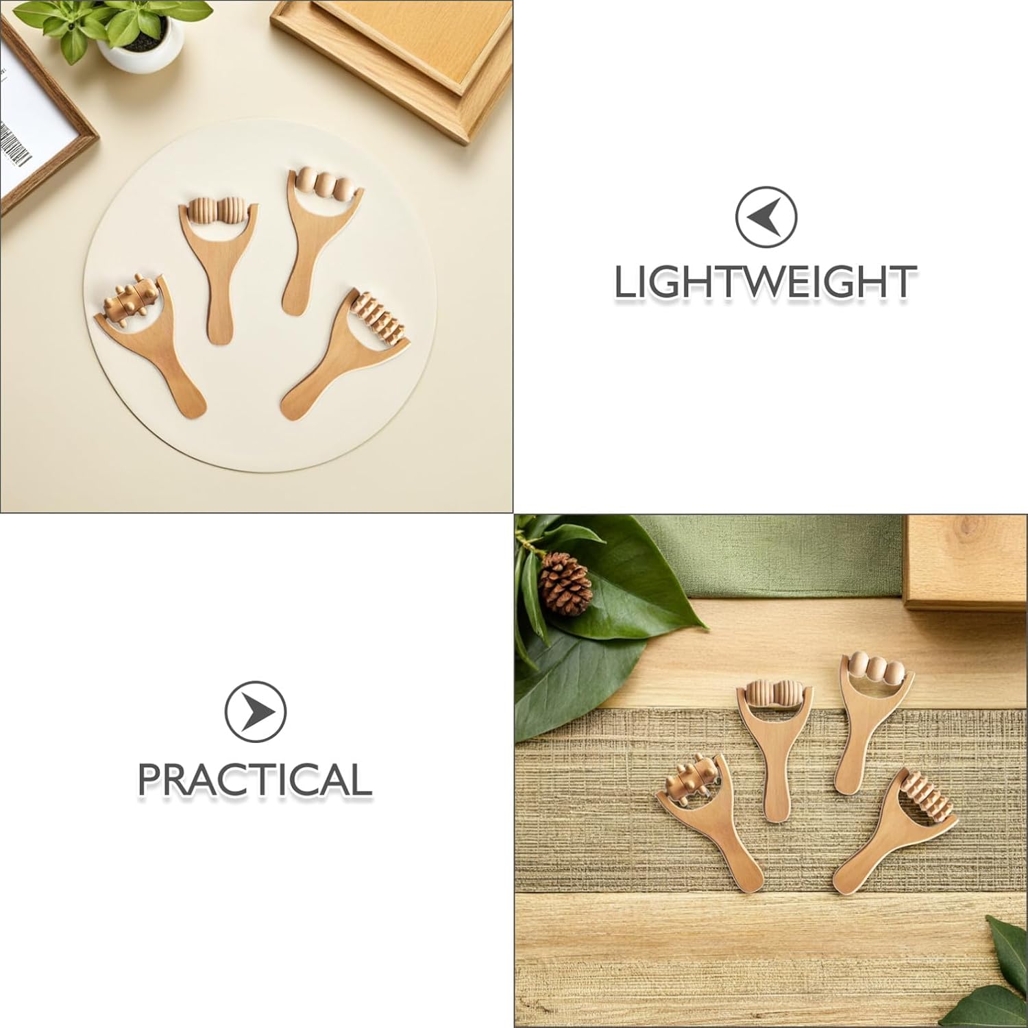 8pcs Wooden Massage Tools Ergonomic Back Neck Foot Leg Roller Massager Durable Natural Wood for Muscle Relief and Circulation Lightweight Portable for Home and Travel Use