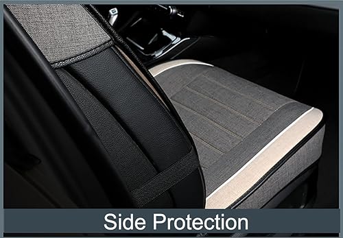 Miniatura 3 de INCH EMPIRE Cloth Car Seat Cover Synthetic Linen Fabric Water Washable Breathable Sweat Proof Cushion Front and Rear Full Set Universal Fit for