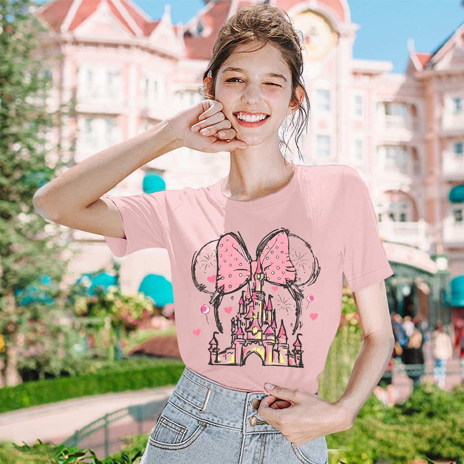 Women Magic Kingdom Shirt Castle Graphic Shirts Casual Family Vacation Holiday T Shirt Cute Short Sleeve Tee Top - Image 4