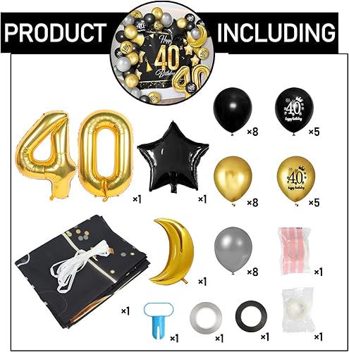 Miniatura 45 de Juego de globos dorados de feliz cumpleaños número 31 – Saludos a los 31 años de edad, guirnalda temática de fiesta con estrellas y luna, decoración