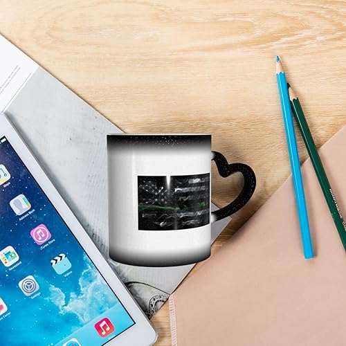 Miniatura 8 de QIZYOQA Smoke Style United States Thin Green Line Flag Mug Starry Sky Cup Coffee Mugs Thermal Color Changing Mug Novelty Unique Travel Cups 12 OZ