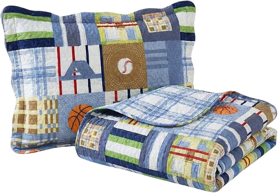 Kit Colcha Cobre Leito Infantil Solteiro Estampado 220x180cm Dupla Face 2 Peças Matelado 100% Poliéster Macio e Divertido Hora Do Jogo Cozzilar