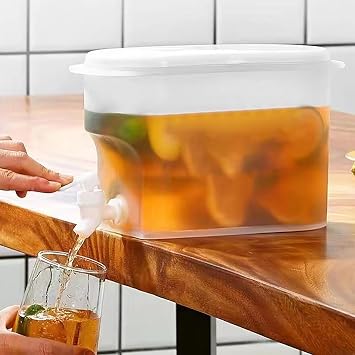 Fridge Drink Dispenser with Tap, Water Dispenser Container for Partys Drink, Cocktail, Juice, Iced Tea, Lemonade, Cold Brew, 2.8L