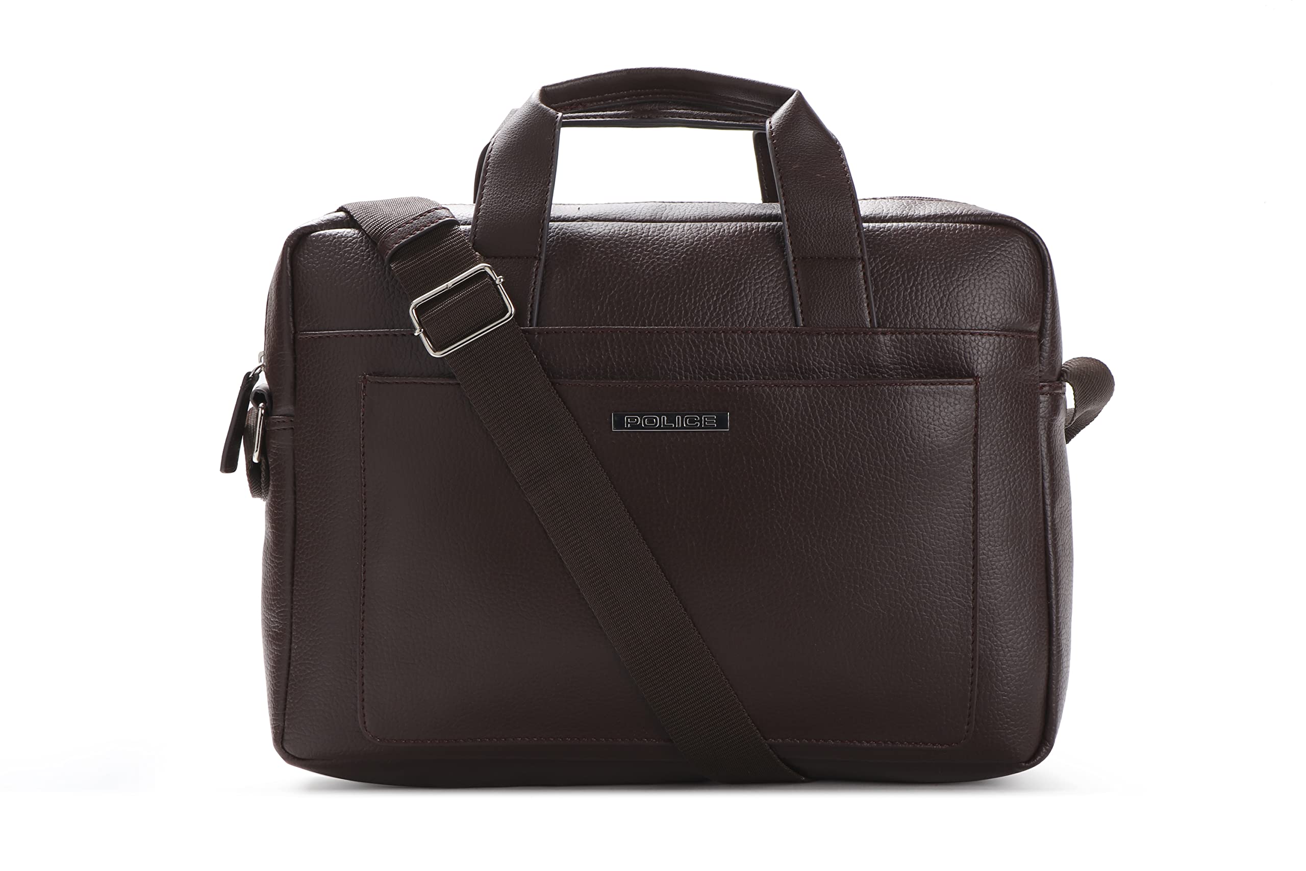 POLICE Jumbo Lite 14 inch Briefcase Bag | Lightweight and Durable PU Leather Material Laptop Bag for Men with Adjustable Shoulder Strap - Brown (B0BMLZ9JPZ) Amazon Price History, Amazon Price Tracker