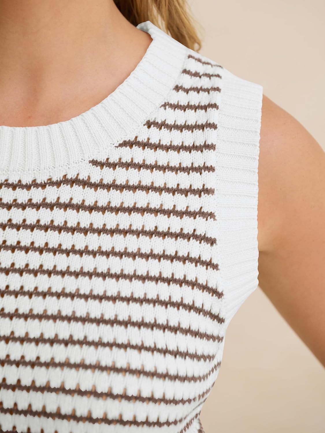 ANRABESS Womens Sweater Vest Top Striped Sleeveless Lightweight Knit Tank Tops 2026 Summer Spring Clothes Vacation Outfits - Image 4