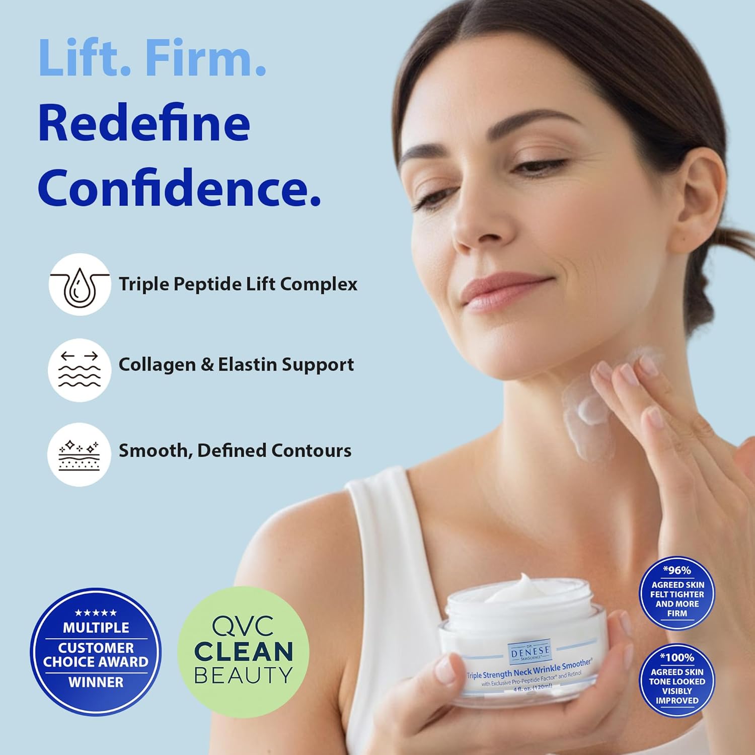 Dr. Denese Triple Strength Neck Wrinkle Smoother 4 oz – Firming Cream with Triple Amount of Peptides Compared to Industry Standards – Retinol & Hyaluronic Acid for Hydrating Power - Paraben Free - Image 2