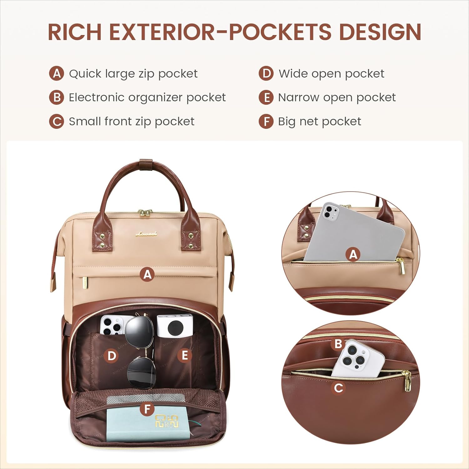 LOVEVOOK Leather Laptop Backpack - Image 3