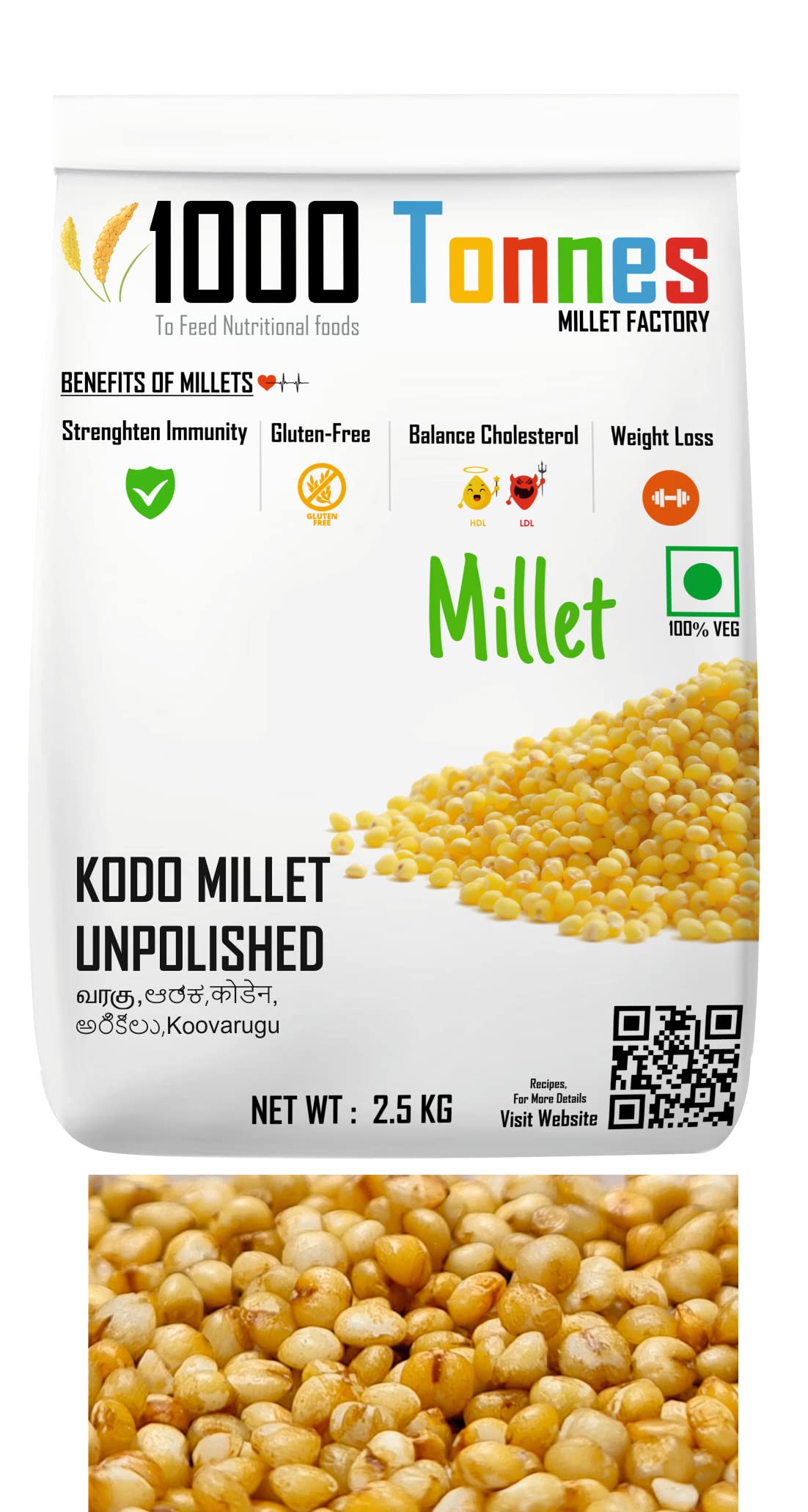 1000 Tonnes - Kodo millet unpolished 5KG (2.5KG pack X 2)(EXPORT QUALITY) - (Kodra, Varagu, Arikelu, Harka, Varigu, koovaragu) | High Protein & 100% More Fibre Than Rice (5kg)-image-6