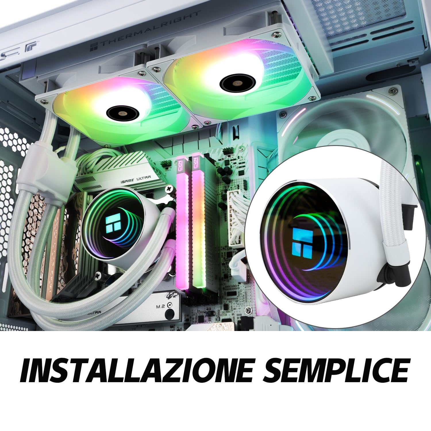 TR Frozen Notte 240 BLANCO ARGB V2 Enfriador de procesador de agua, Especificaciones del ventiladores dobles PWM, Rodamientos S-FDB, Adecuado para AMD/AM4 AM5, Intel LGA 1700/1851/1151/1200/2011