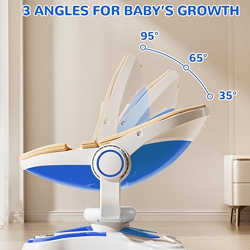 Miniatura 4 de Columpio de bebé para bebés, 3 modos de movimiento automático, función de ruta y sincronización con arnés de seguridad de 5 puntos, control remoto