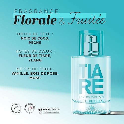 Miniatura 4 de SOLINOTES - Perfume Tiaré para mujer, Eau De Parfum, delicado aroma floral y relajante, fabricado en Francia, vegano, 1.7 onzas líquidas