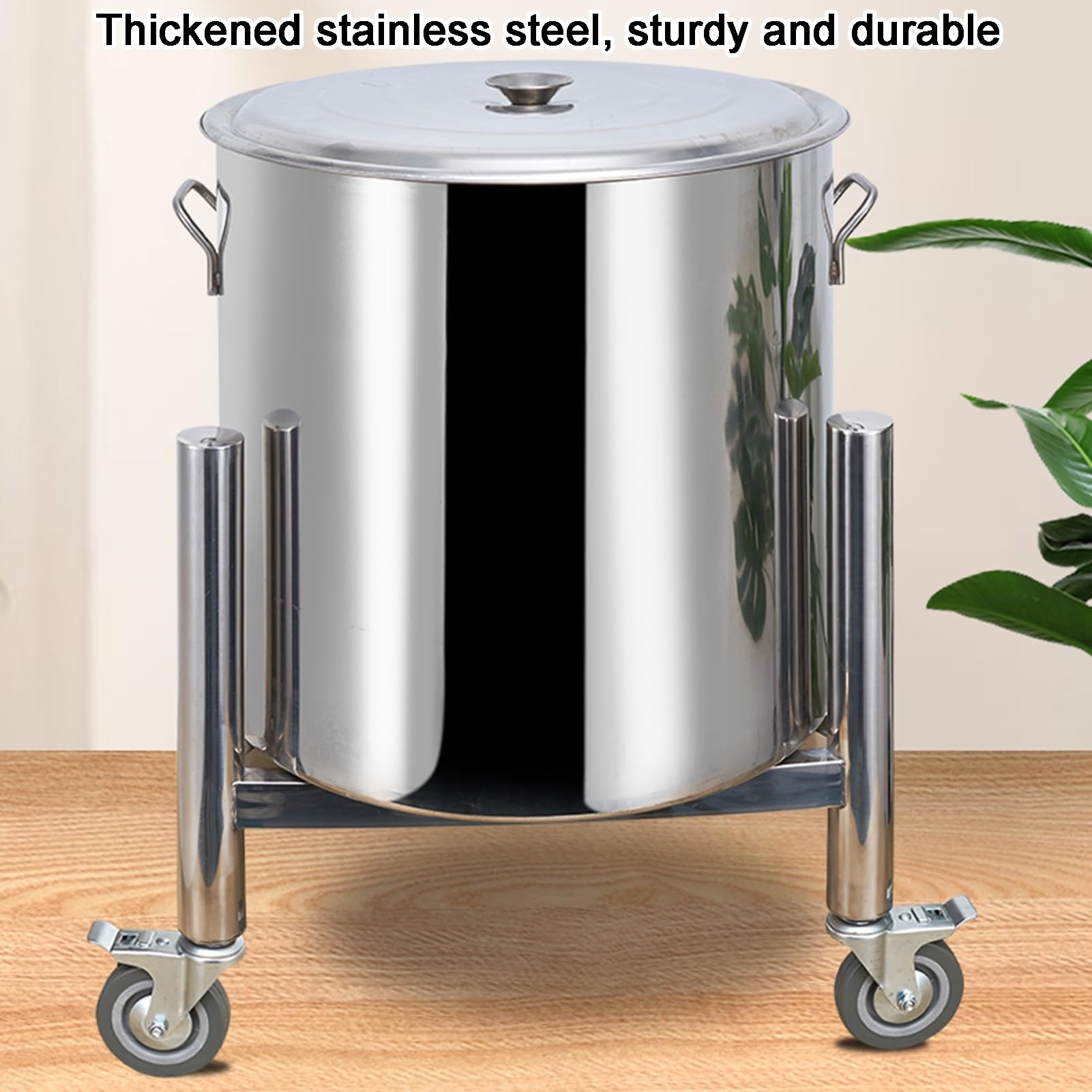 Carrello da Cucina Portatile in Acciaio Inox Resistente, Ideale per bombole di Gas, fusti isolati, secchi del Latte e pentole per zuppe (55x55x50 cm) - Carrello da Cucina Robusto e Portatile.