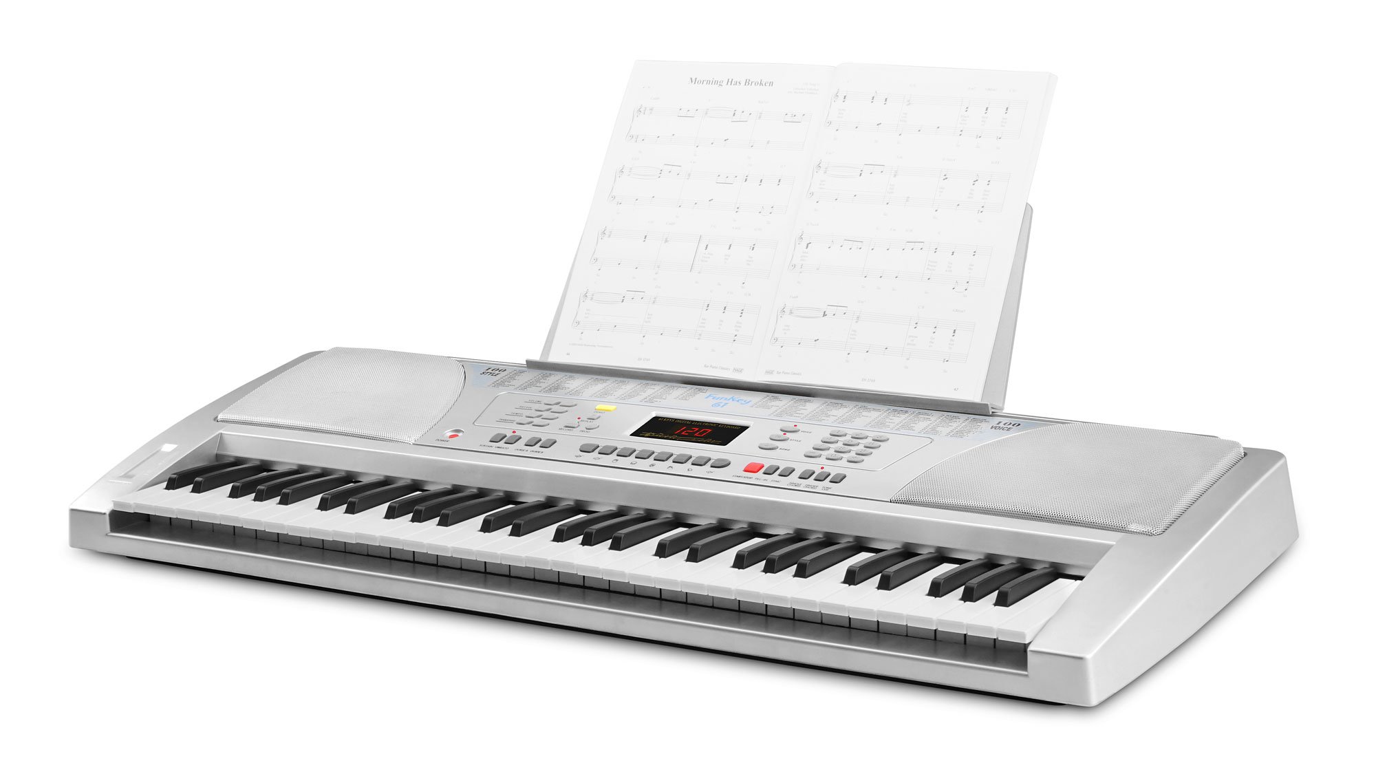 Clavier Funkey 61 SL Argent (61 touches, 100 sons, 100 rythmes, 8 morceaux démo, alimentation, pupitre)